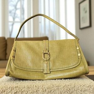 Calvin Klein Olive Green Shoulder bag/Faux Leather Vintage style with goldtoneHW